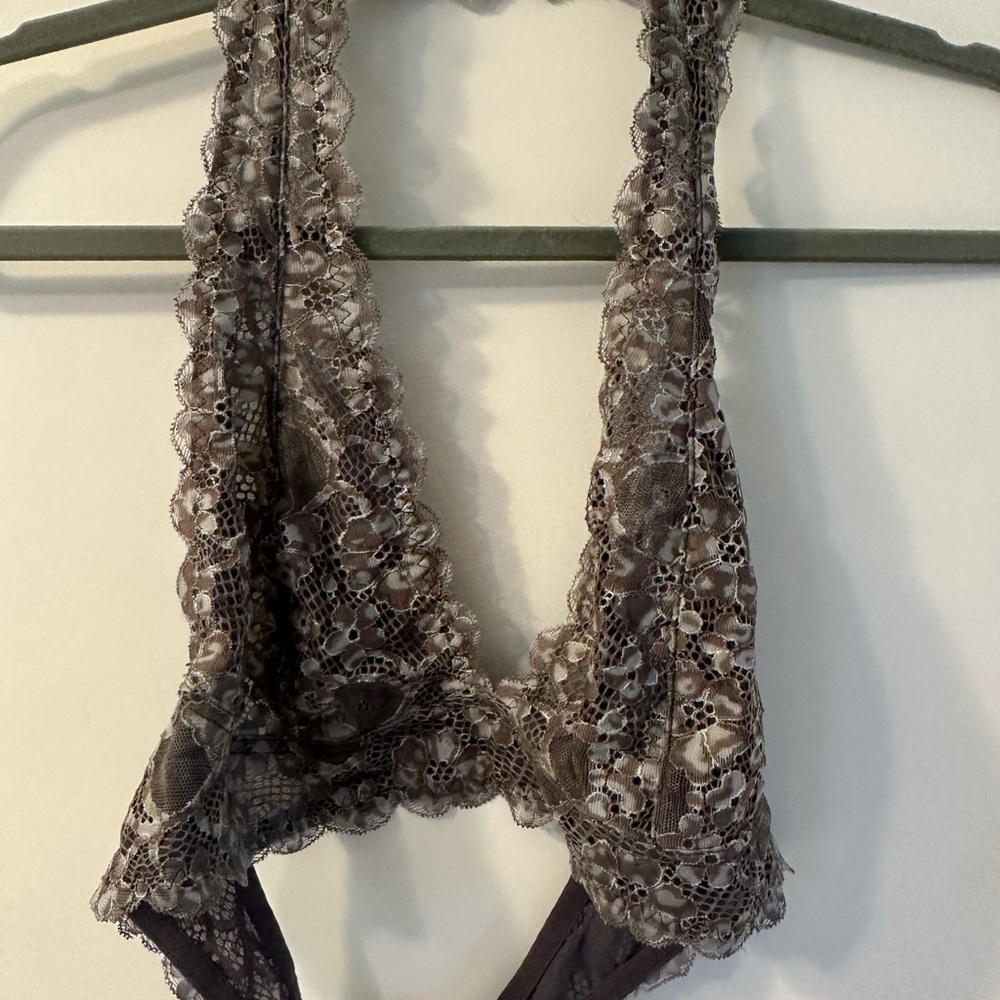 Free People Lace Halter Bralette - Brown